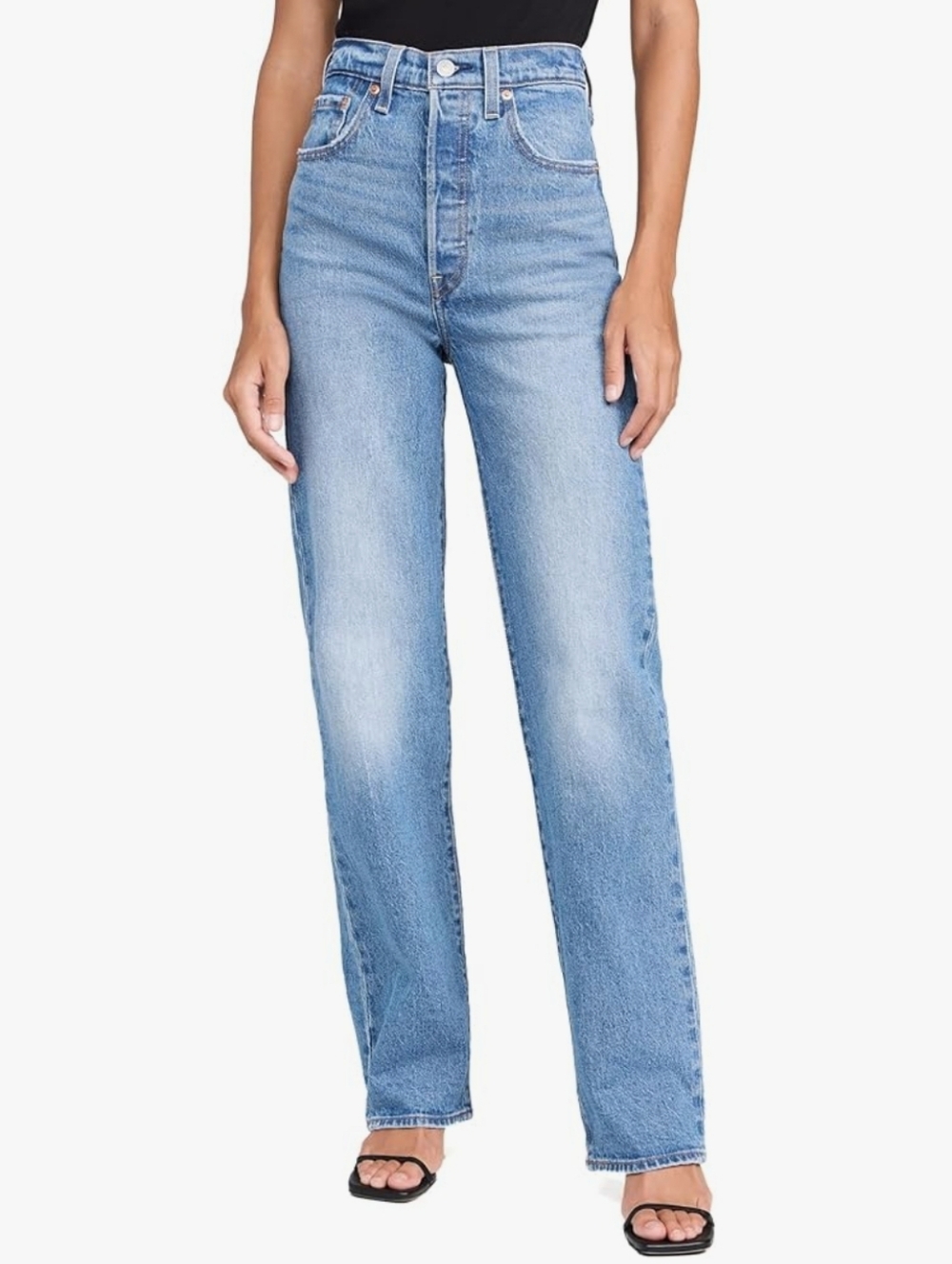 Levis Ribcage Straight Light Blue Denim High Rise Jeans 24
